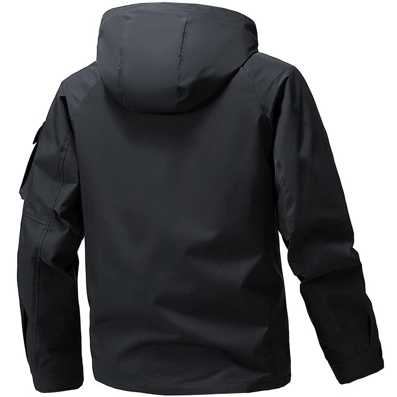 Softshell Lightweight Jacket for Men | Adjustable Hood, Wind-Resistant | Black1