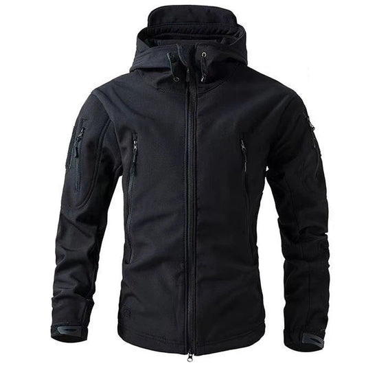Softshell lightweight jacket for Men | Hooded, Wind-Repellent | Black