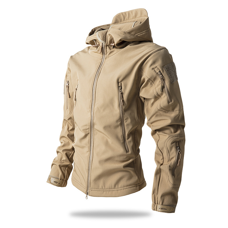 Softshell lightweight jacket for Men | Hooded, Wind-Repellent | Khaki