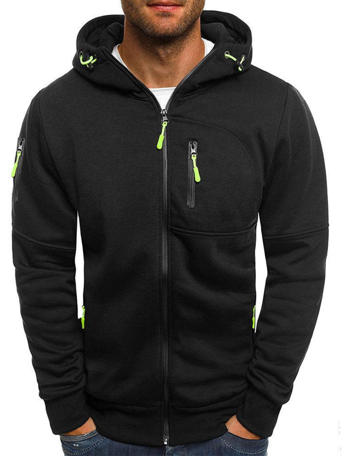 Sports Jacket for Men, Slim Fit Hooded | Lightweight | Black
