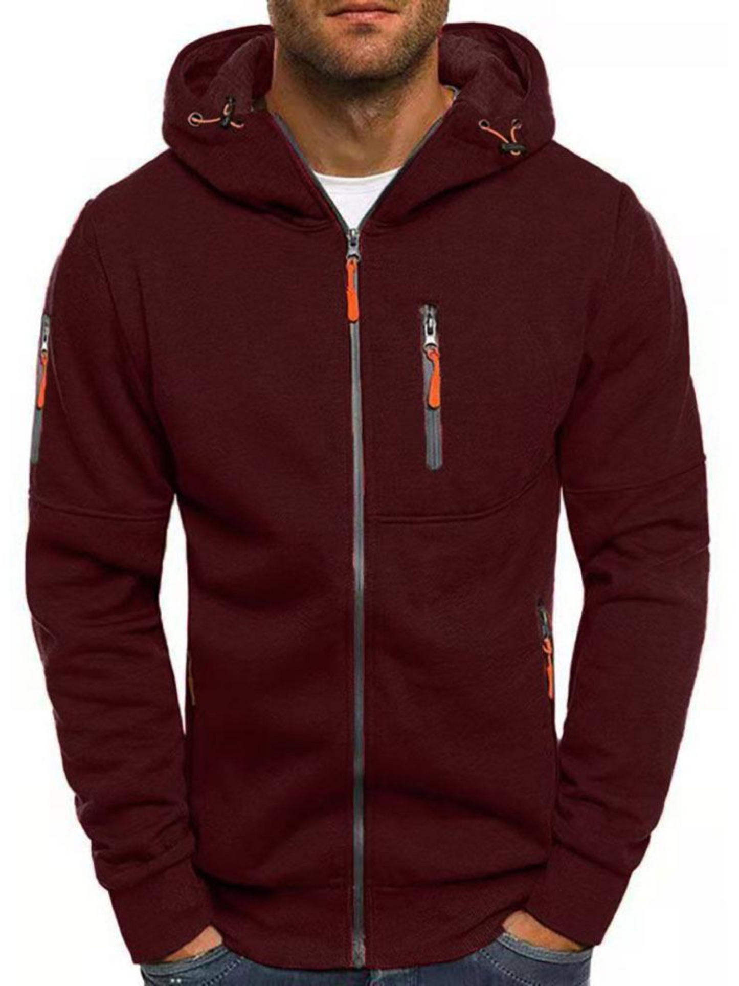 Sports Jacket for Men, Slim Fit Hooded | Lightweight | Burgundy
