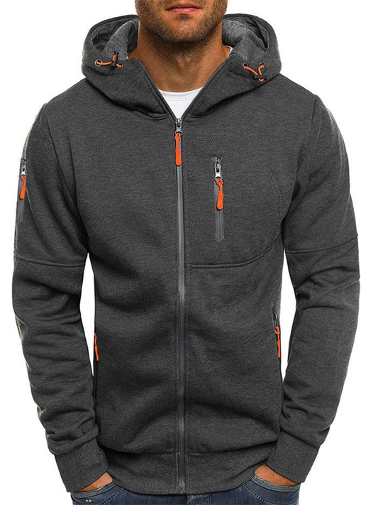 Sports Jacket for Men, Slim Fit Hooded | Lightweight | Gray