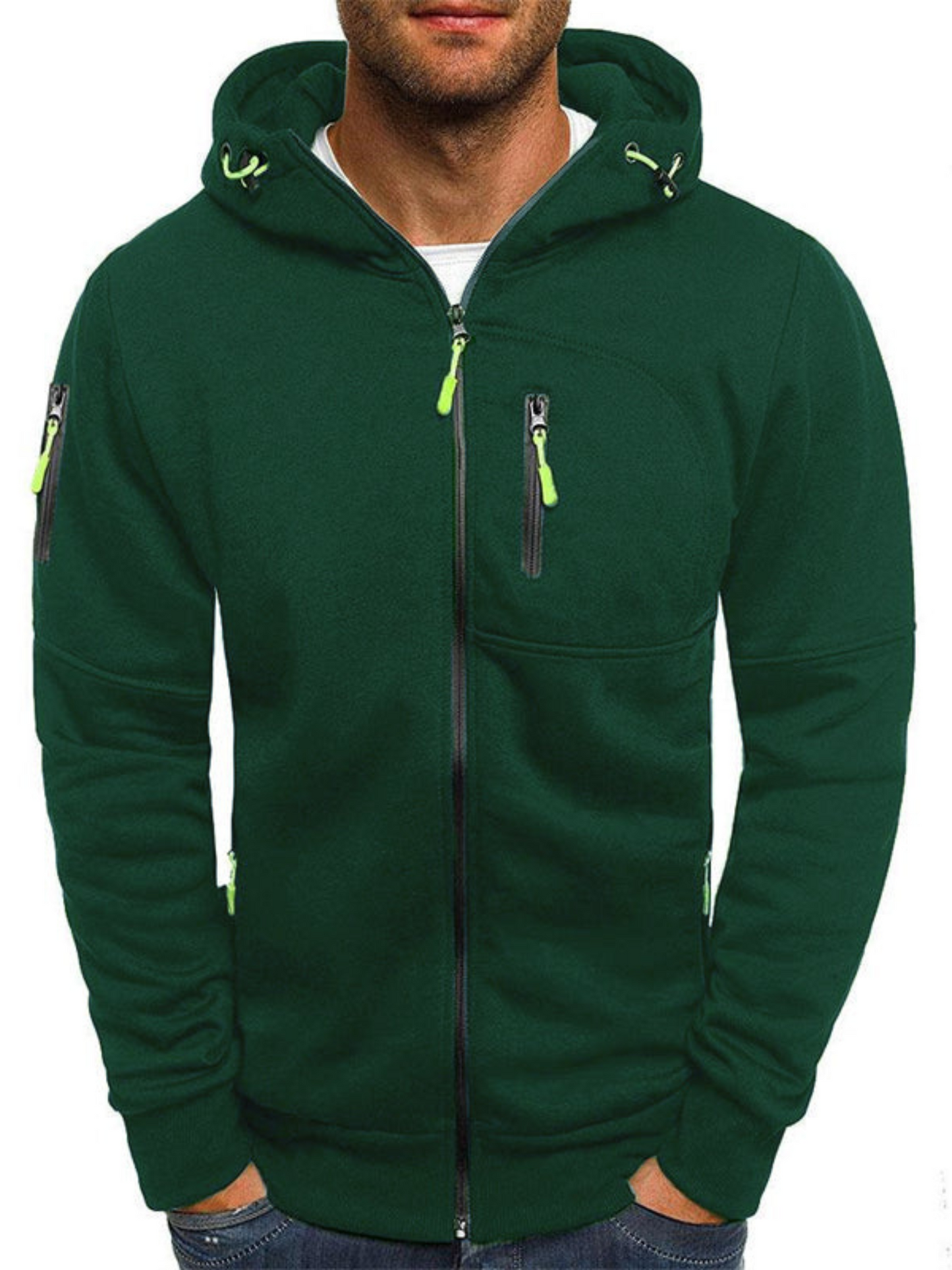 Sports Jacket for Men, Slim Fit Hooded | Lightweight | Green