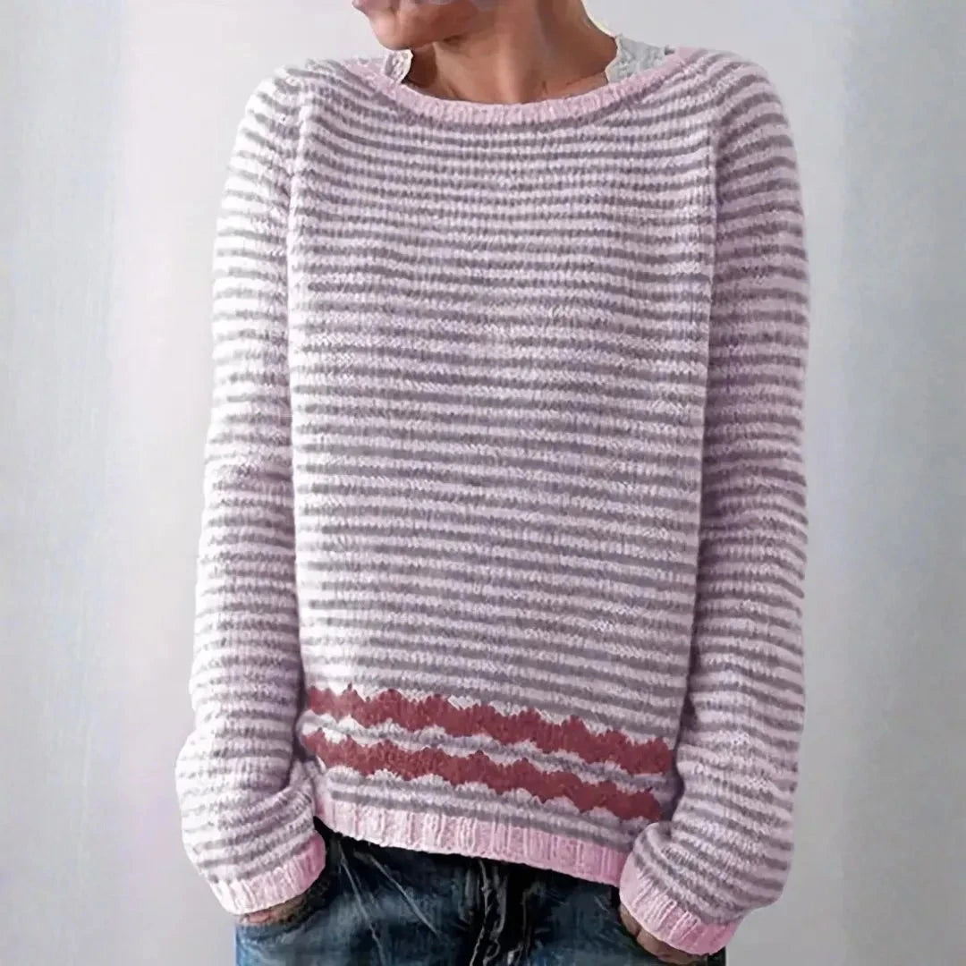 Striped Knit Sweater for Women | Lightweight 0