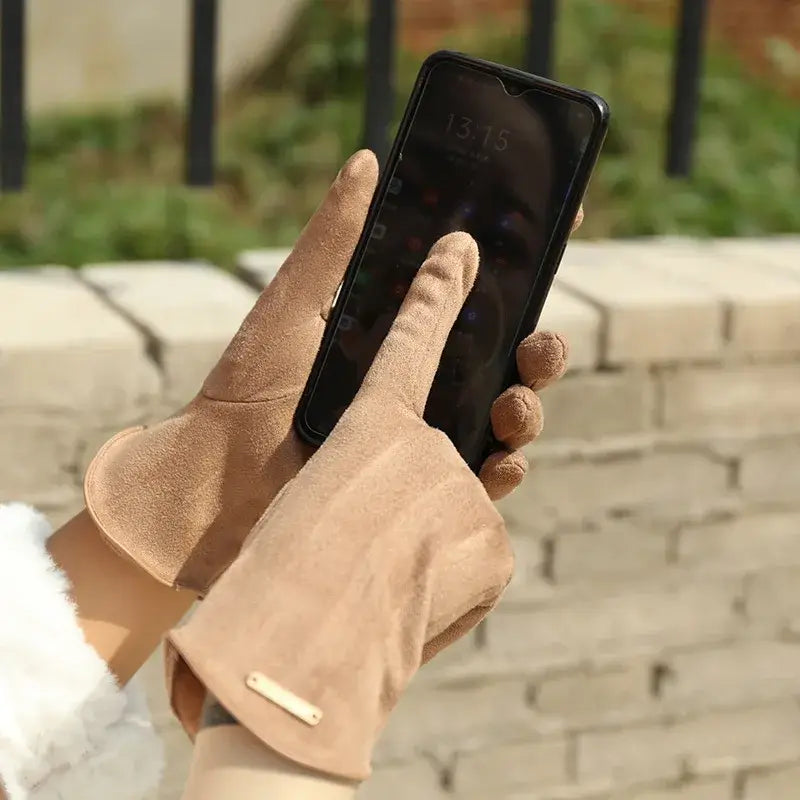 Suede Gloves for Men & Women | Touchscreen Compatible | Brown
