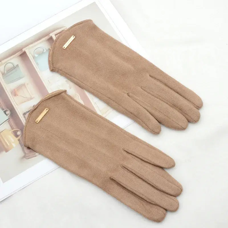 Suede Gloves for Men & Women | Touchscreen Compatible | Brown1