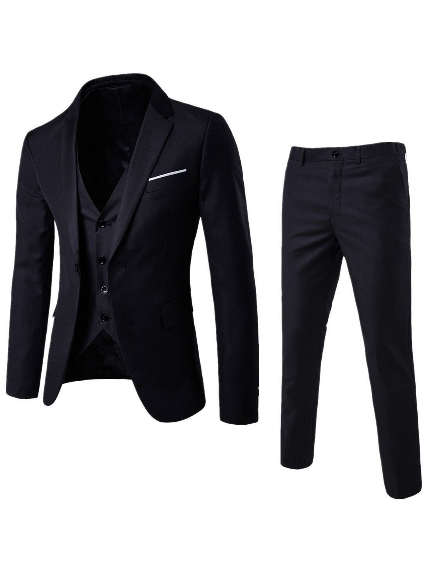 Suit Set for Men, Tailored Fit, 3-Piece | Formal | Black