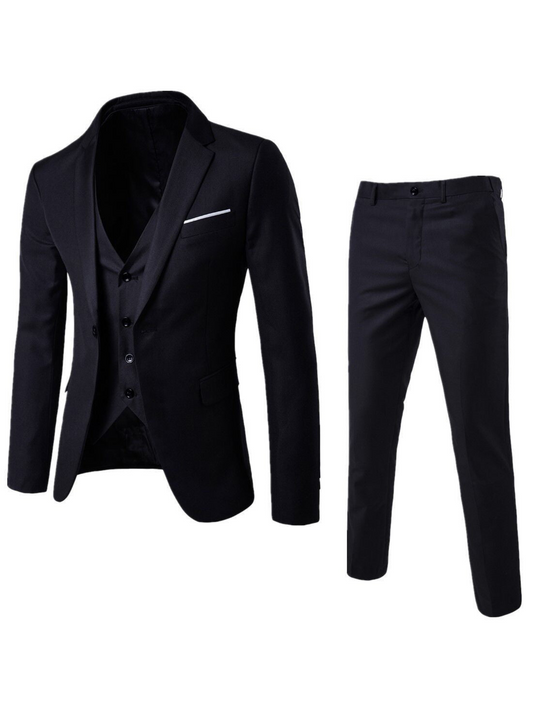 Suit Set for Men, Tailored Fit, 3-Piece | Formal | Black