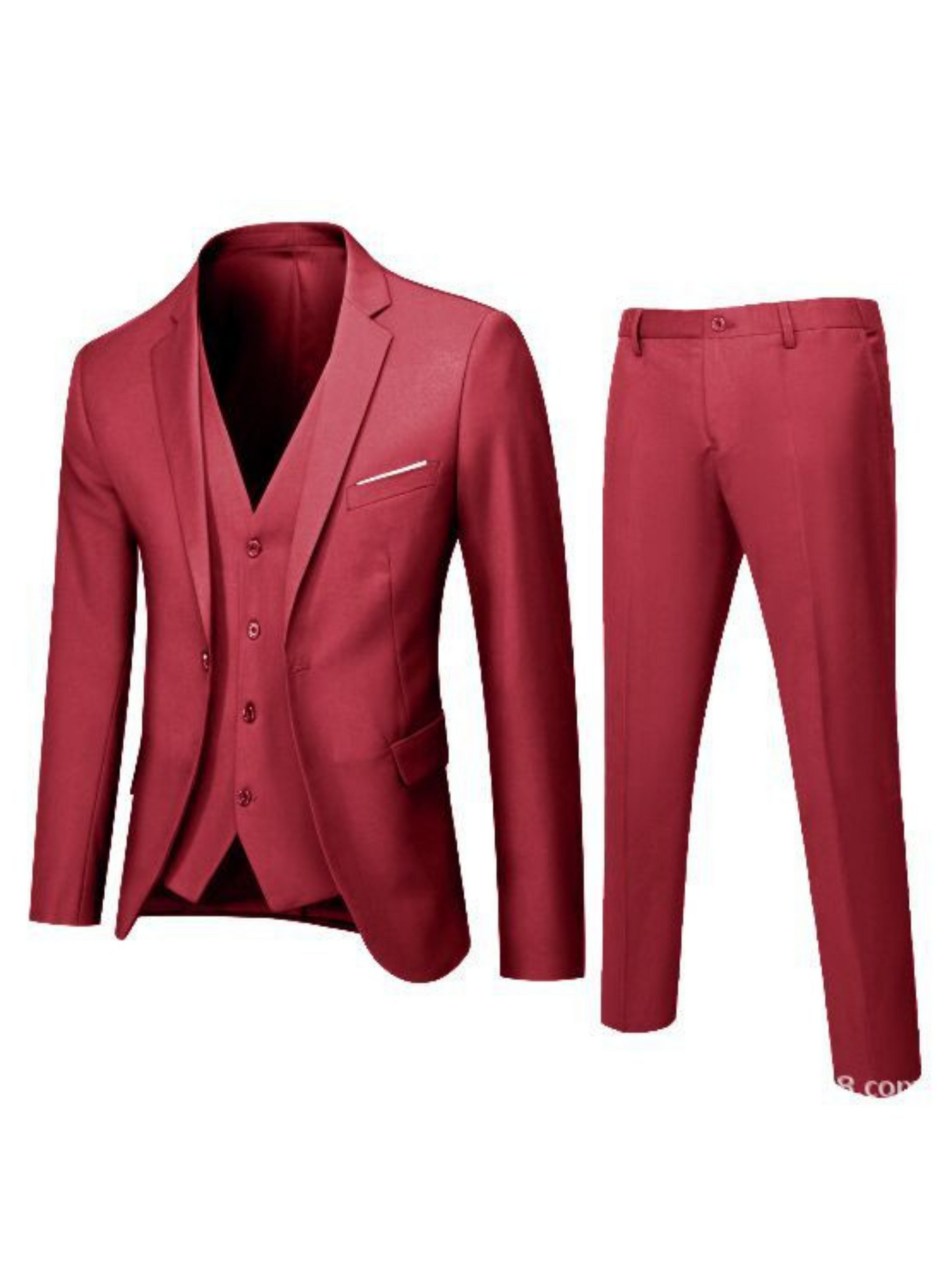 Suit Set for Men, Tailored Fit, 3-Piece | Formal | Red