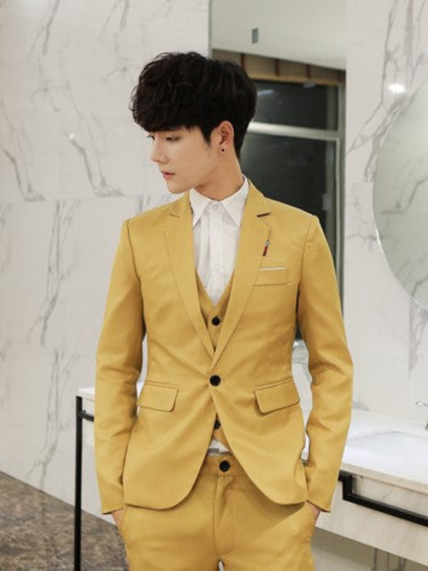 Suit Set for Men, Tailored Fit, 3-Piece | Formal | Yellow
