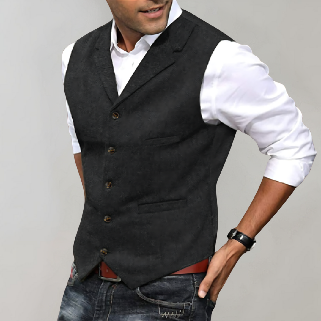 Suit Vest for Men | Tailored Fit, Functional Pockets | Black