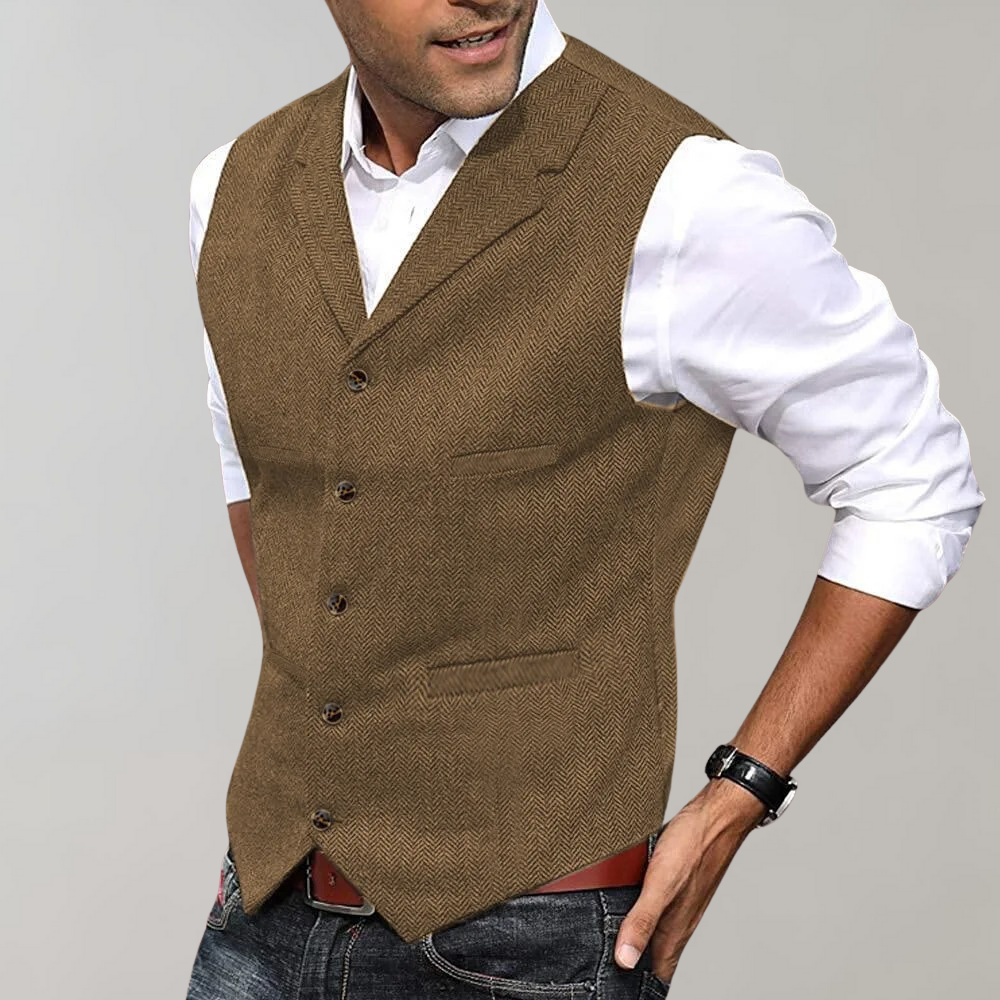 Suit Vest for Men | Tailored Fit, Functional Pockets | Brown
