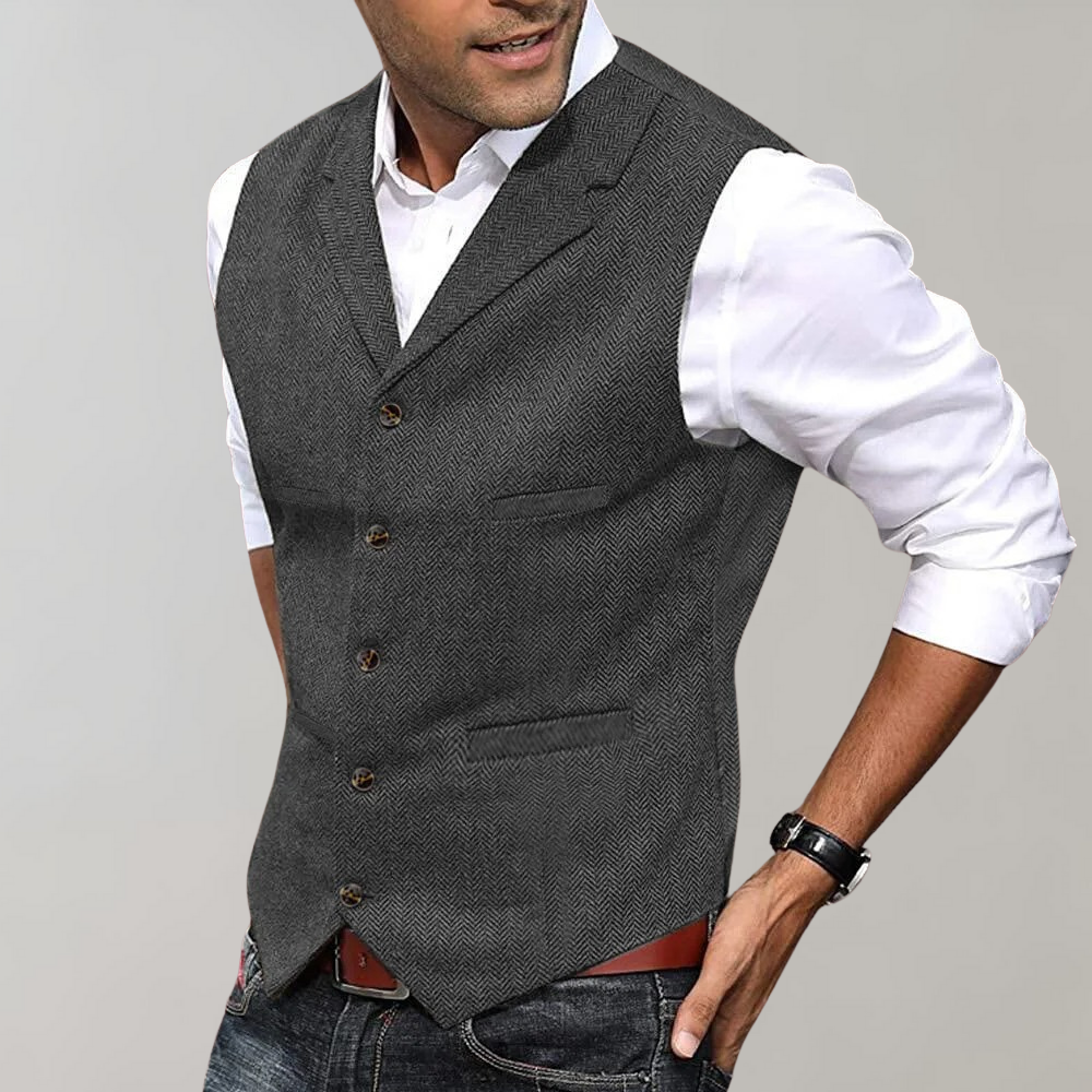 Suit Vest for Men | Tailored Fit, Functional Pockets | Dark Gray
