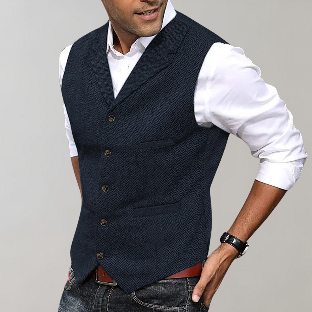 Suit Vest for Men | Tailored Fit, Functional Pockets | Navy Blue