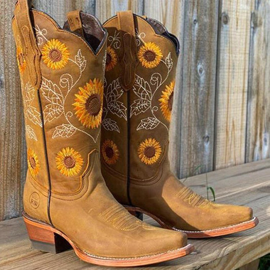 Sunflower Design Boots for Women | Ankle Height with | Khaki