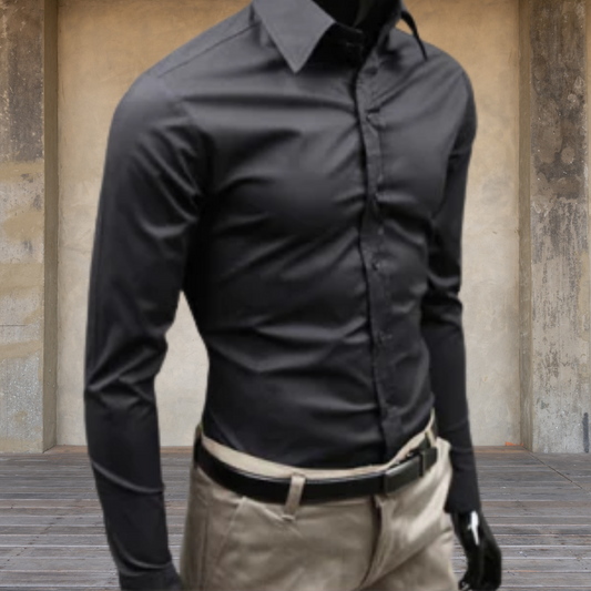 Sustainable Long Sleeve Men's Shirt in Soft Fabric for Comfortable Fit | Black