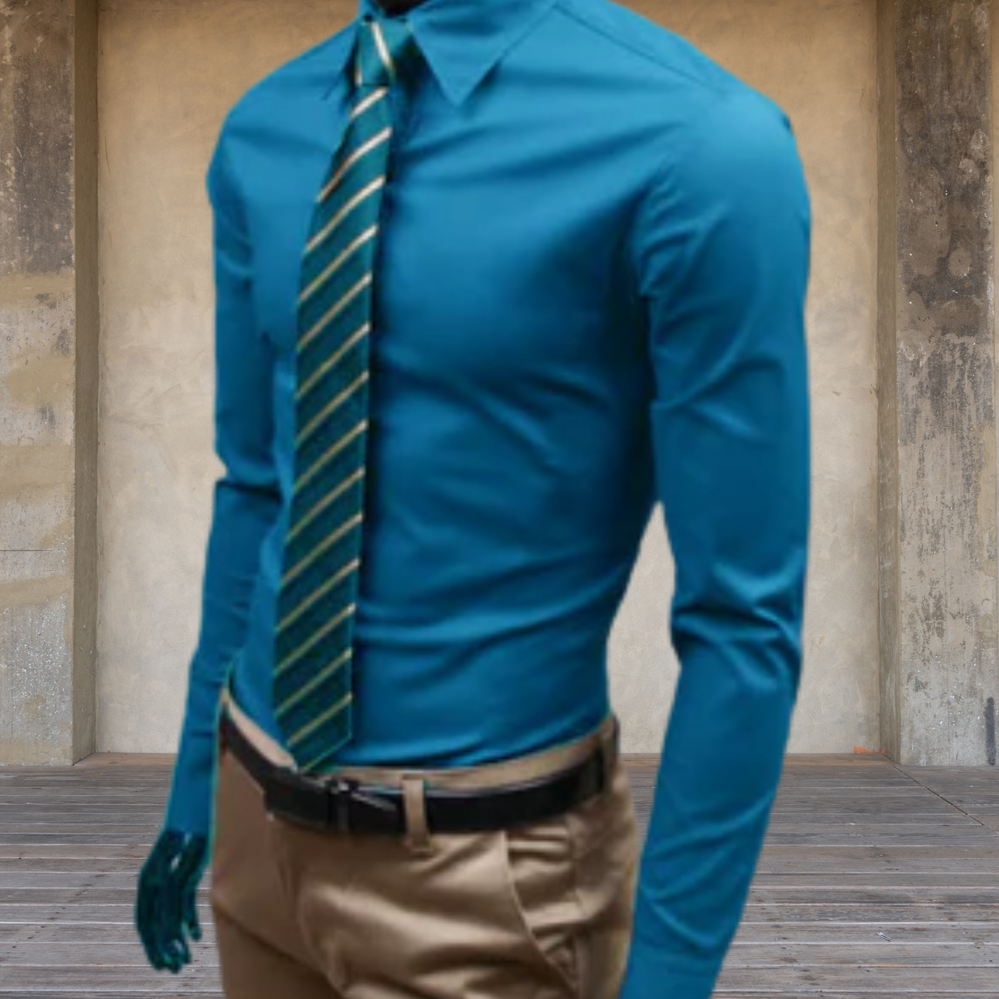 Sustainable Long Sleeve Men's Shirt in Soft Fabric for Comfortable Fit | Blue-Green