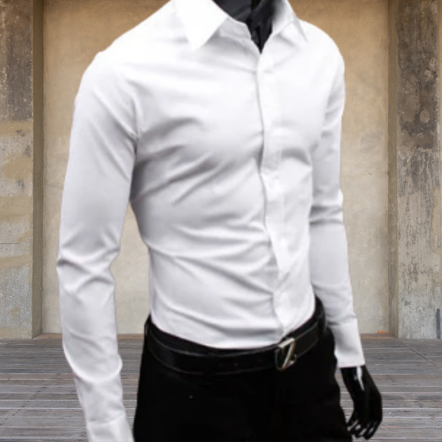 Sustainable Long Sleeve Men's Shirt in Soft Fabric for Comfortable Fit | White
