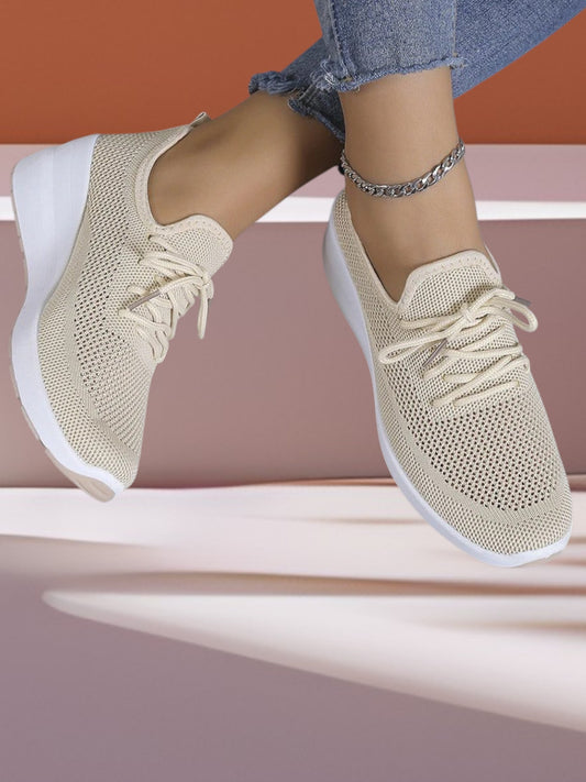 Sylvia | Women's Lightweight Orthopedic Shoes with Memory Foam Insole and Lace-up Closure | Beige