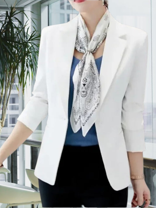 Tailored Blazer for Women Wear with Single-Button Closure | white