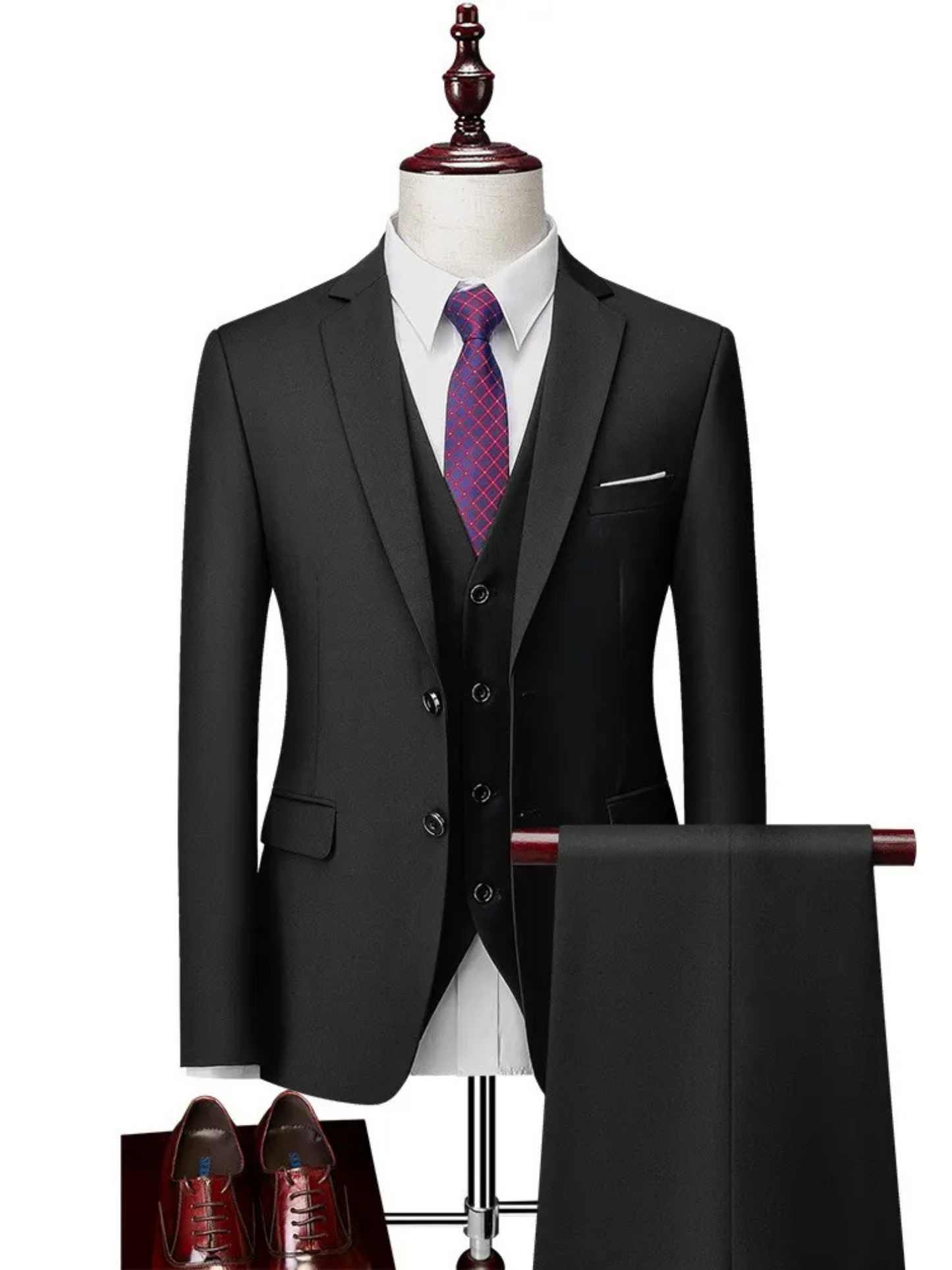Tailored Fit Suit for Men | 3-Piece Design | Black