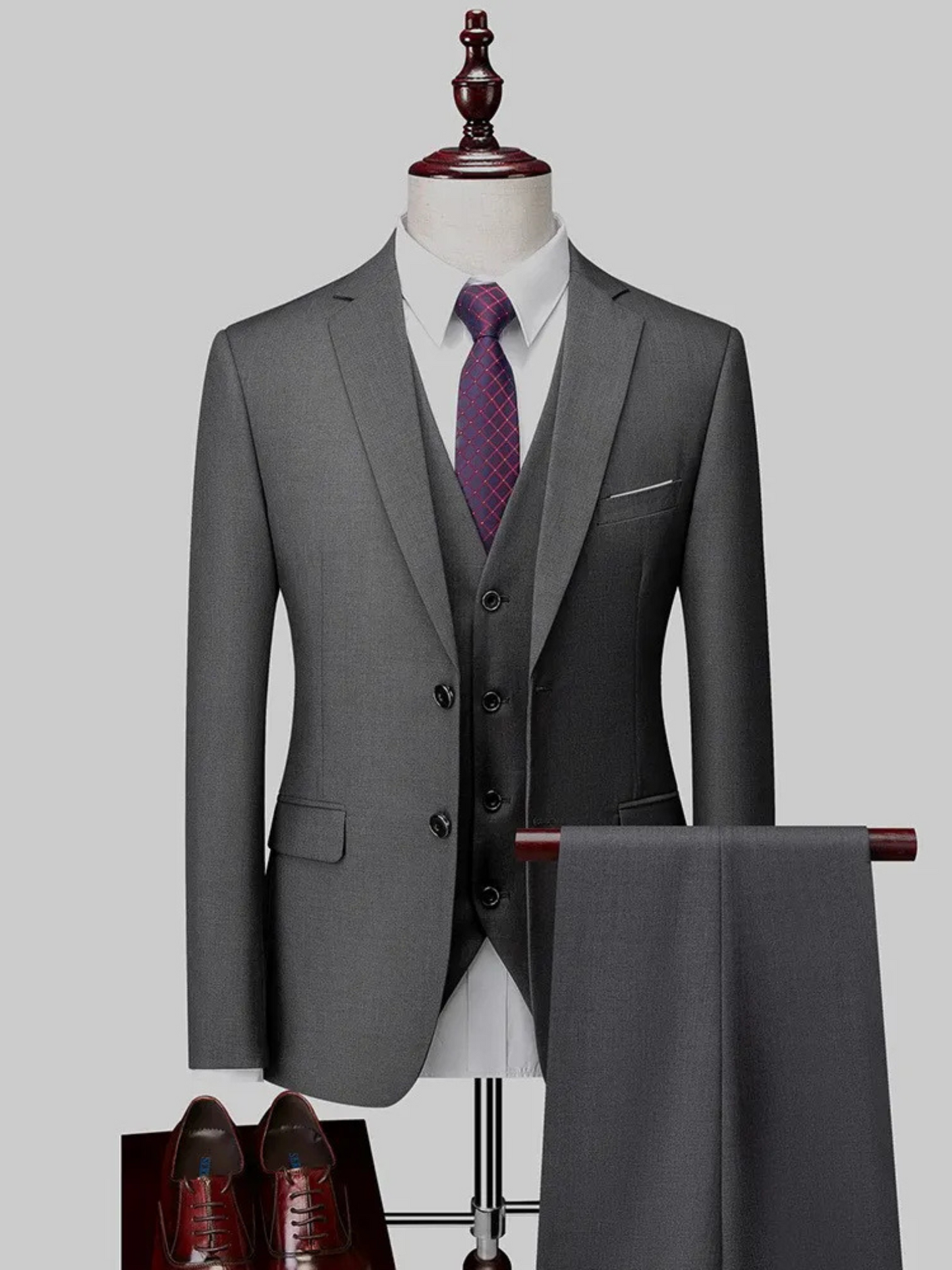 Tailored Fit Suit for Men | 3-Piece Design | Gray