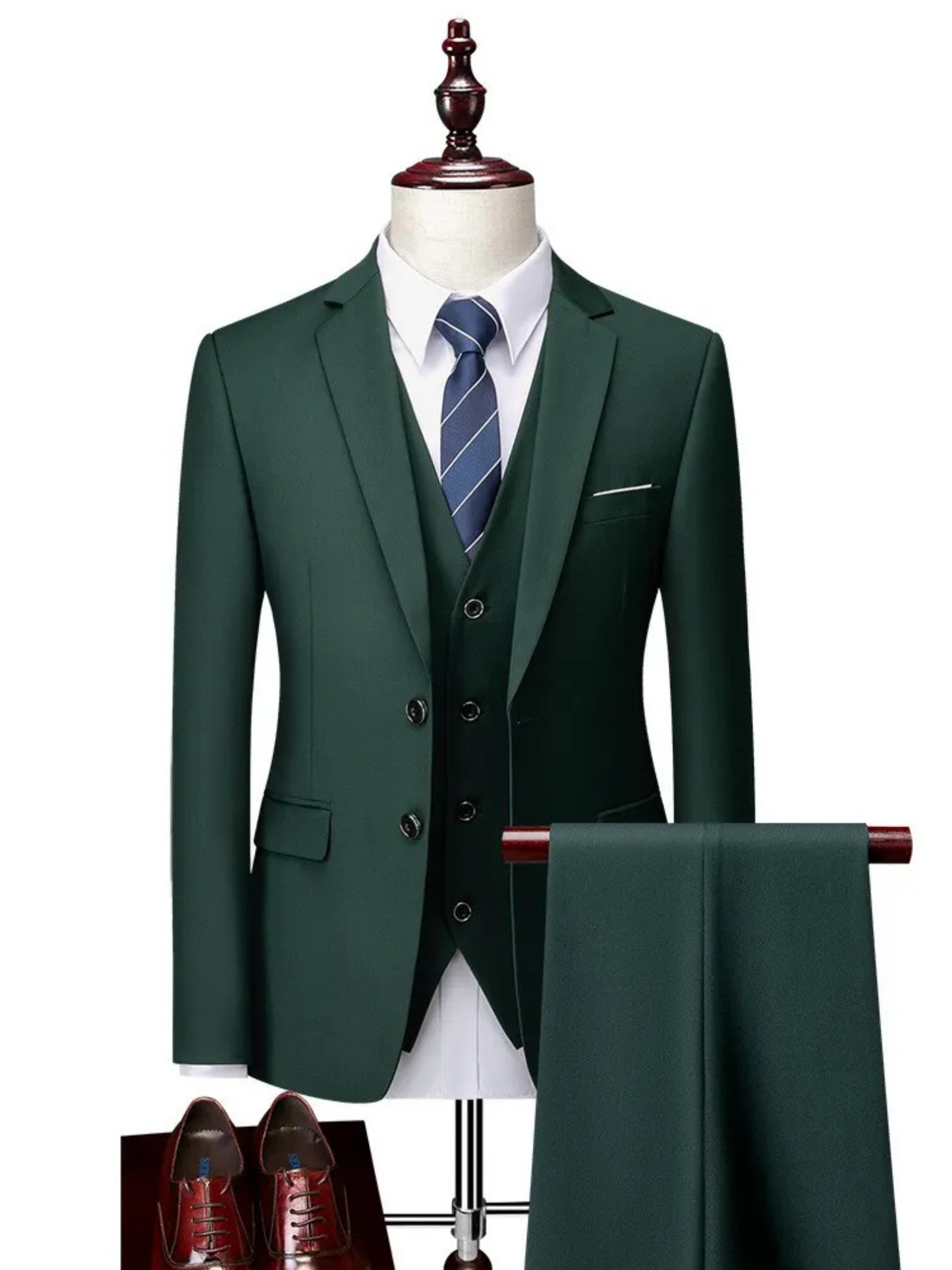 Tailored Fit Suit for Men | 3-Piece Design | Green