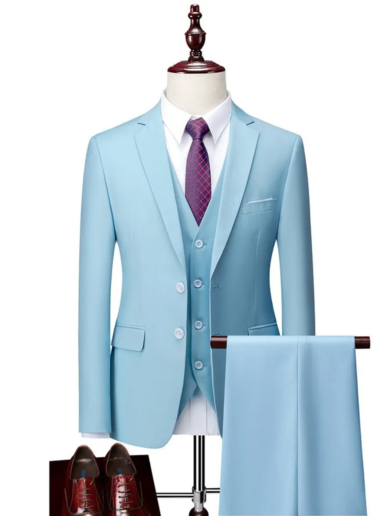 Tailored Fit Suit for Men | 3-Piece Design | LightBlue