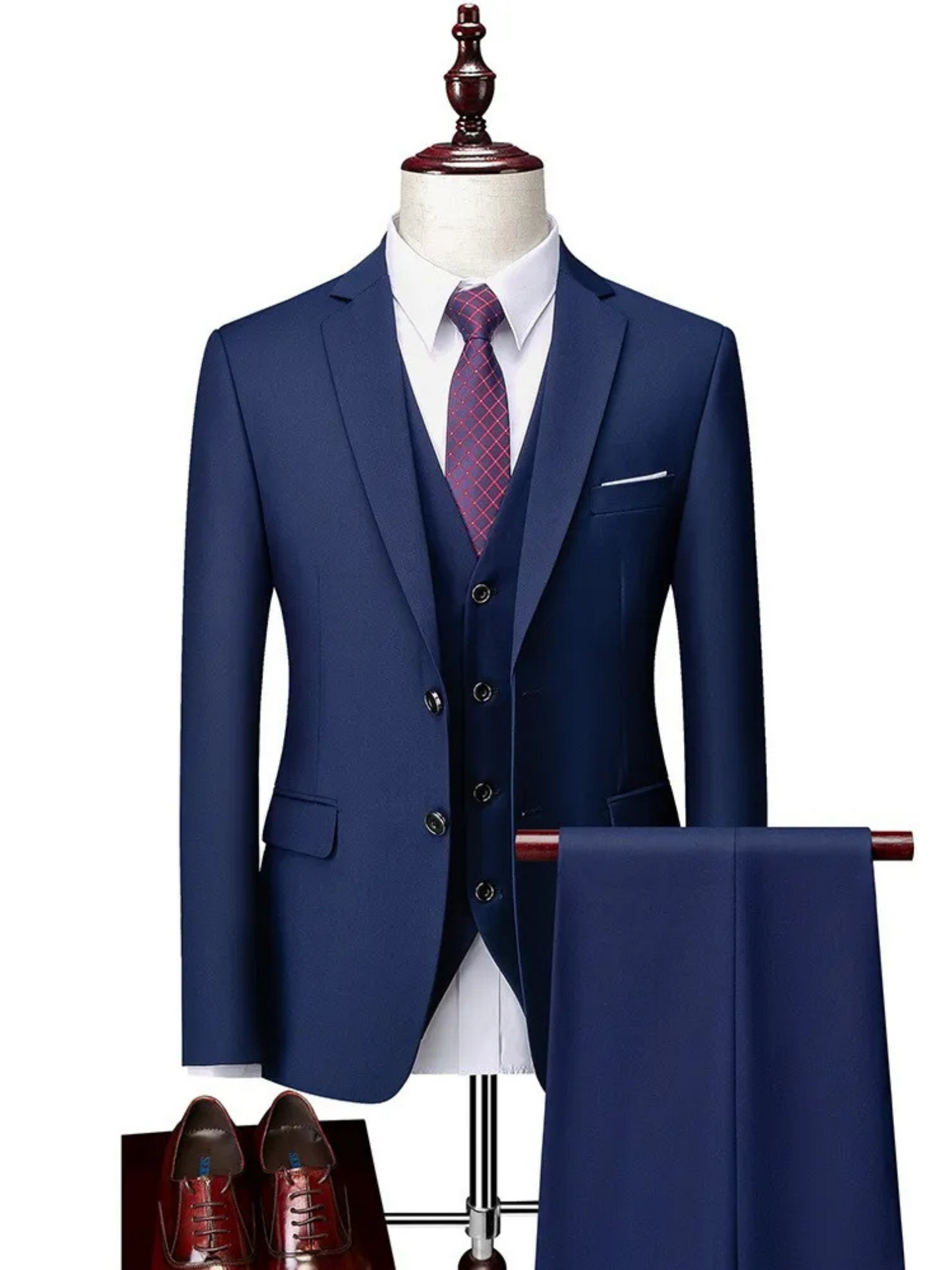 Tailored Fit Suit for Men | 3-Piece Design | Navy Blue