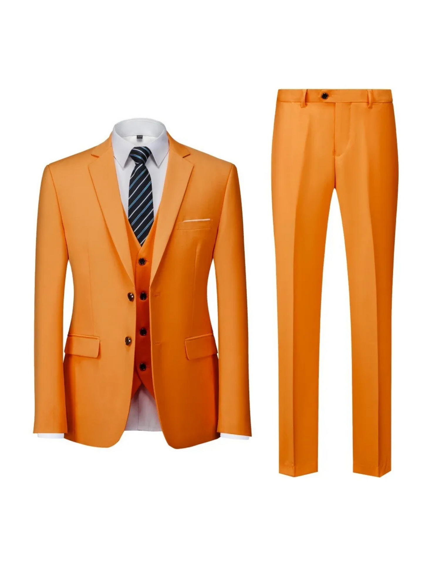 Tailored Fit Suit for Men | 3-Piece Design | Orange