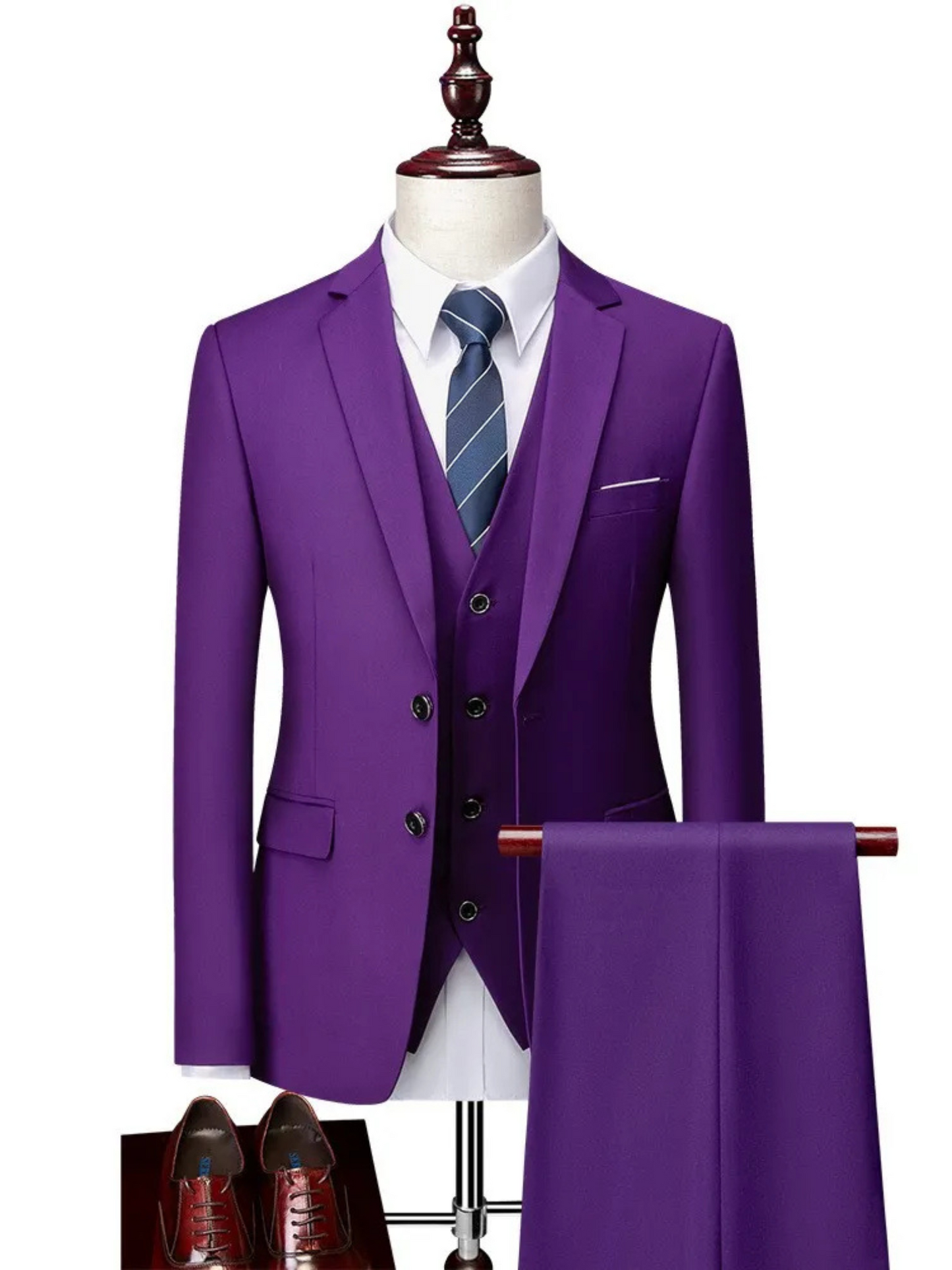 Tailored Fit Suit for Men | 3-Piece Design | Violet
