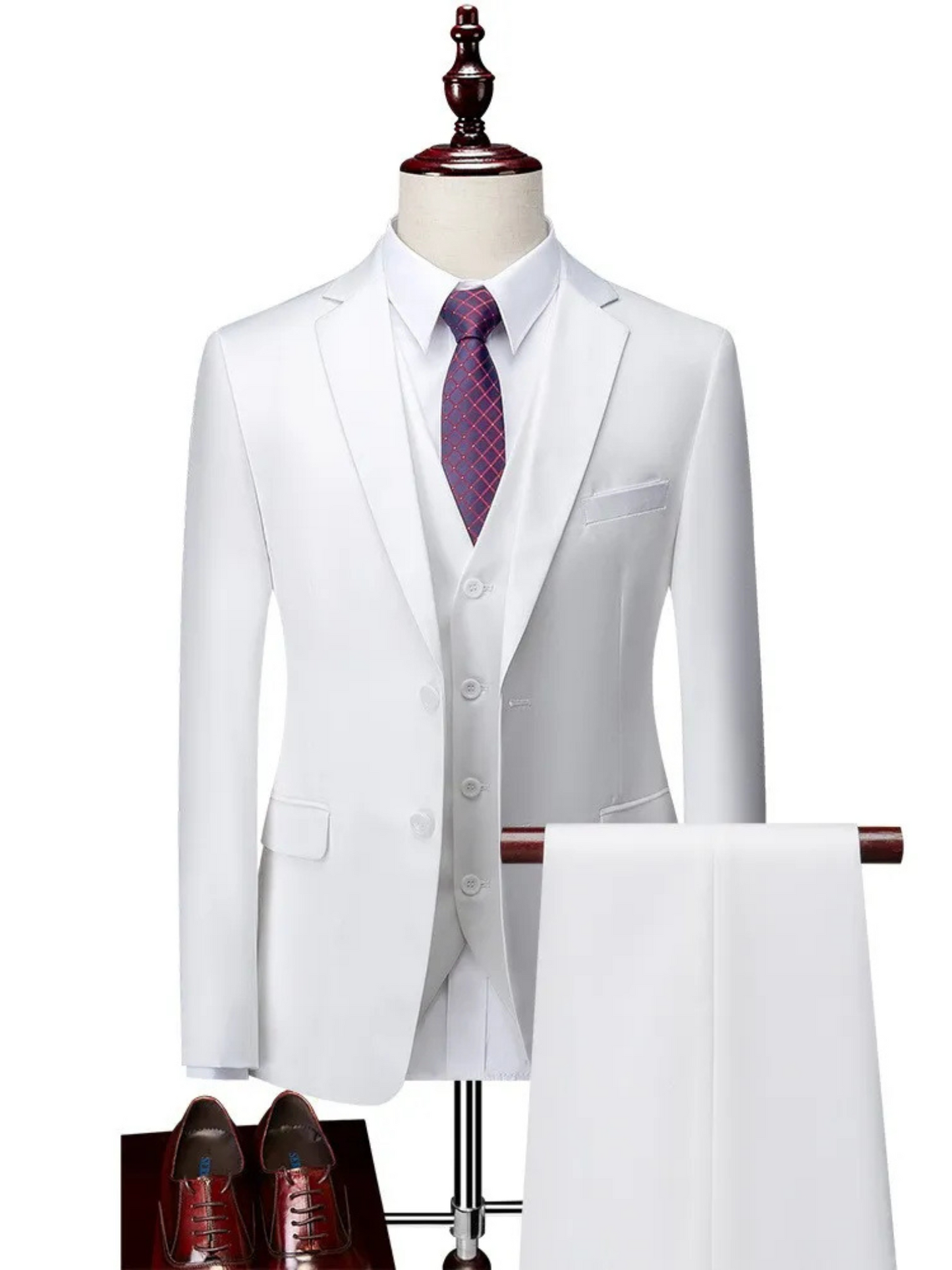 Tailored Fit Suit for Men | 3-Piece Design | White