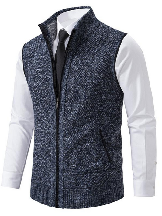 Textured Pattern Vest for Men | Slim Fit | Blue