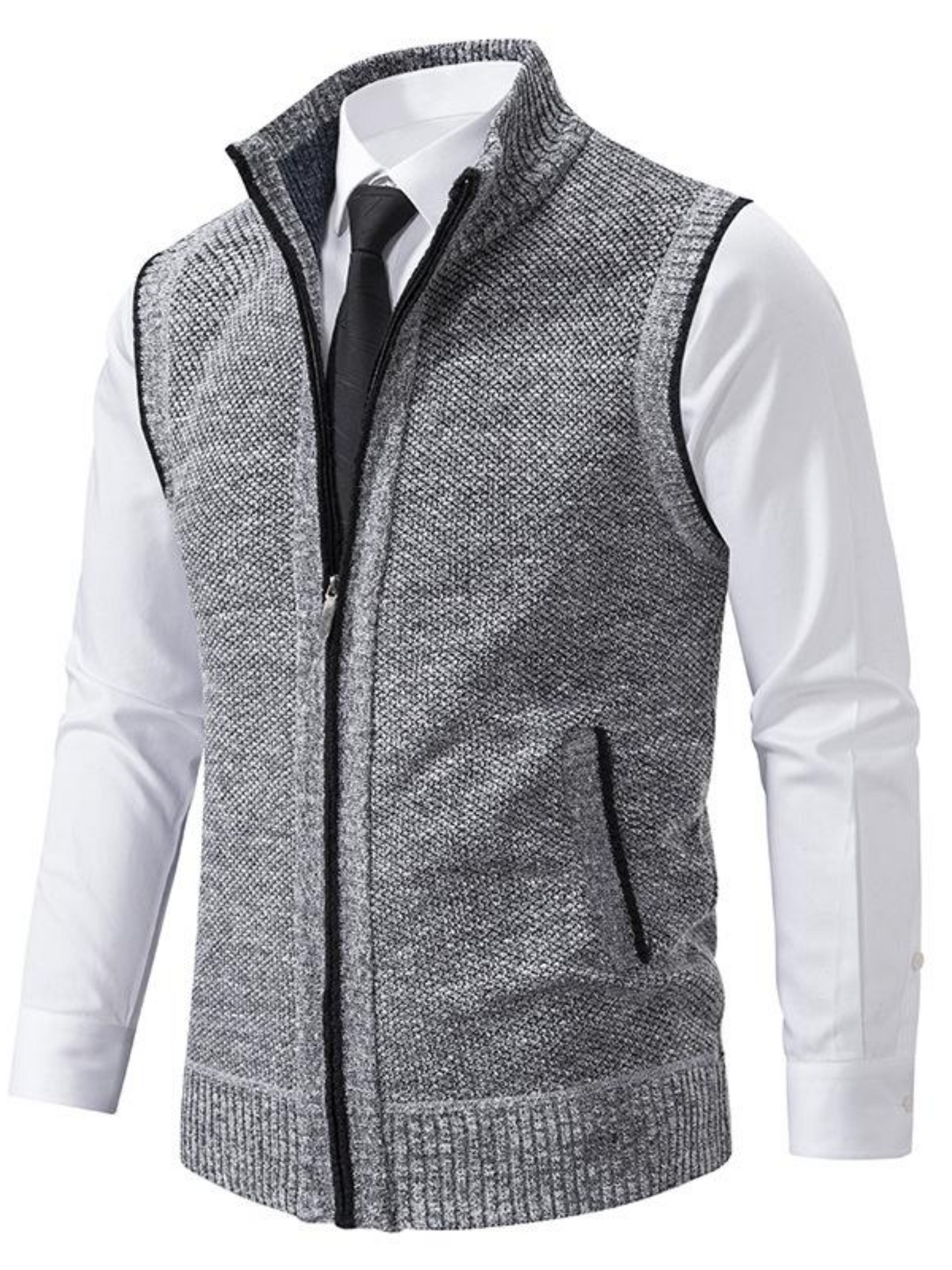 Textured Pattern Vest for Men | Slim Fit | Gray