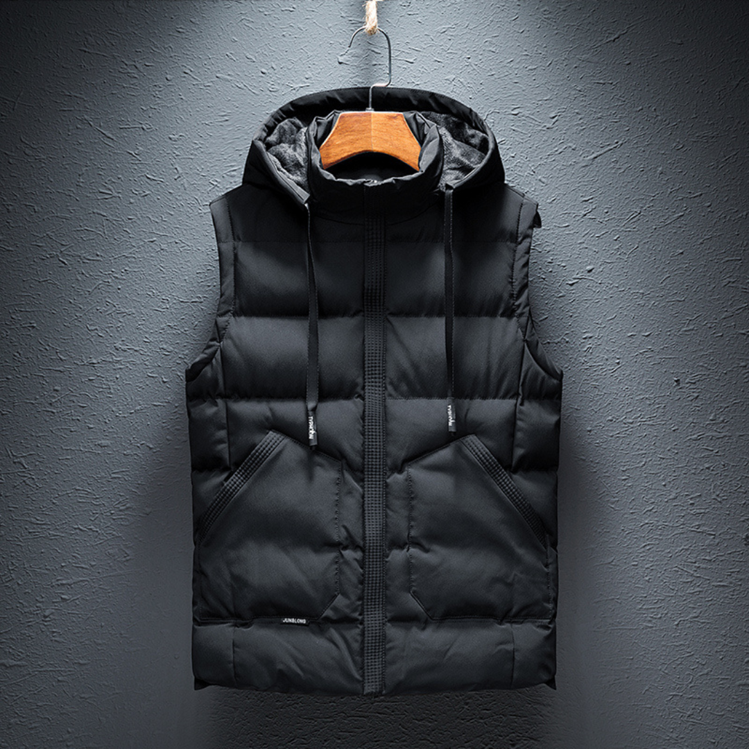 Thermal Vest for Men | Insulated, Lightweight | Hip Length | Black