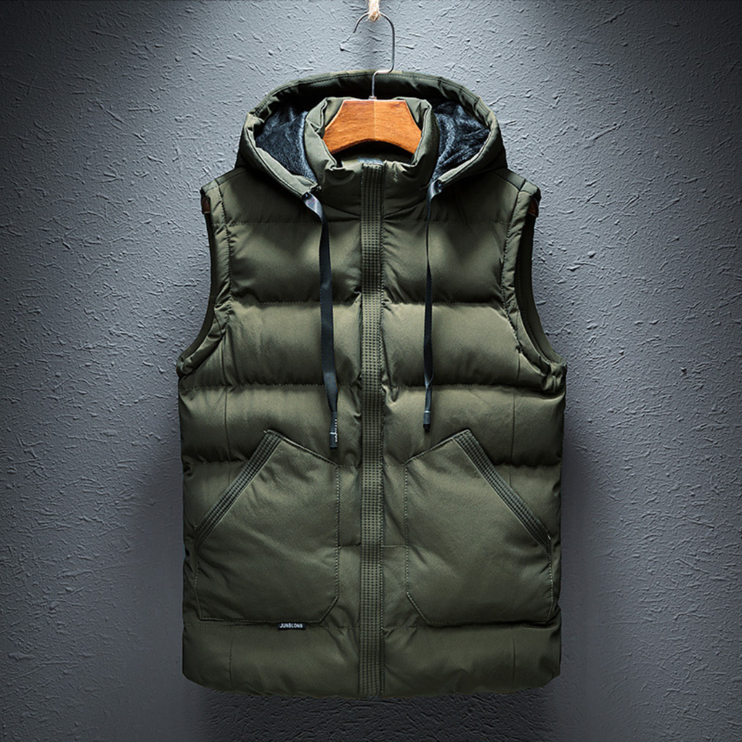Thermal Vest for Men | Insulated, Lightweight | Hip Length | Green