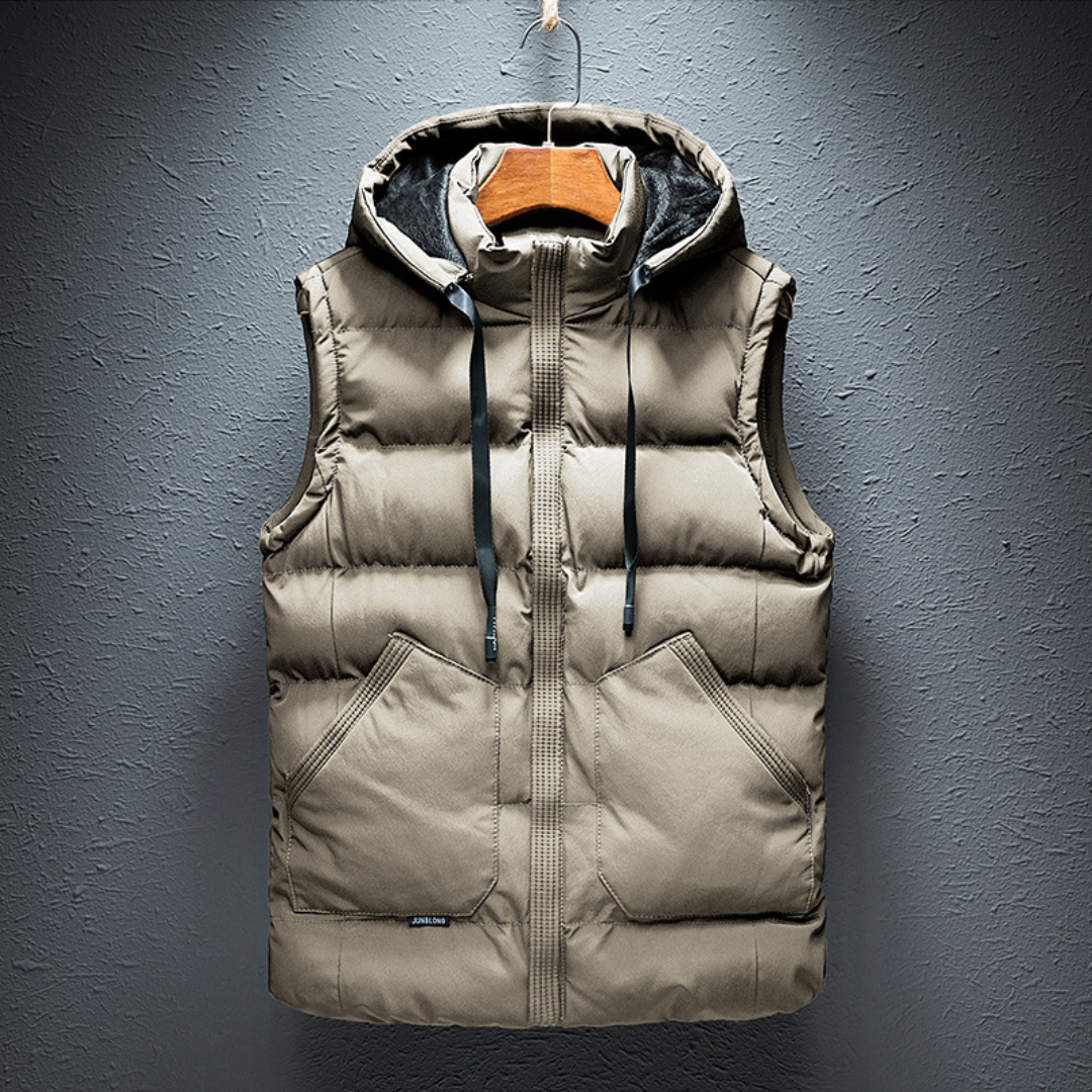 Thermal Vest for Men | Insulated, Lightweight | Hip Length | Khaki