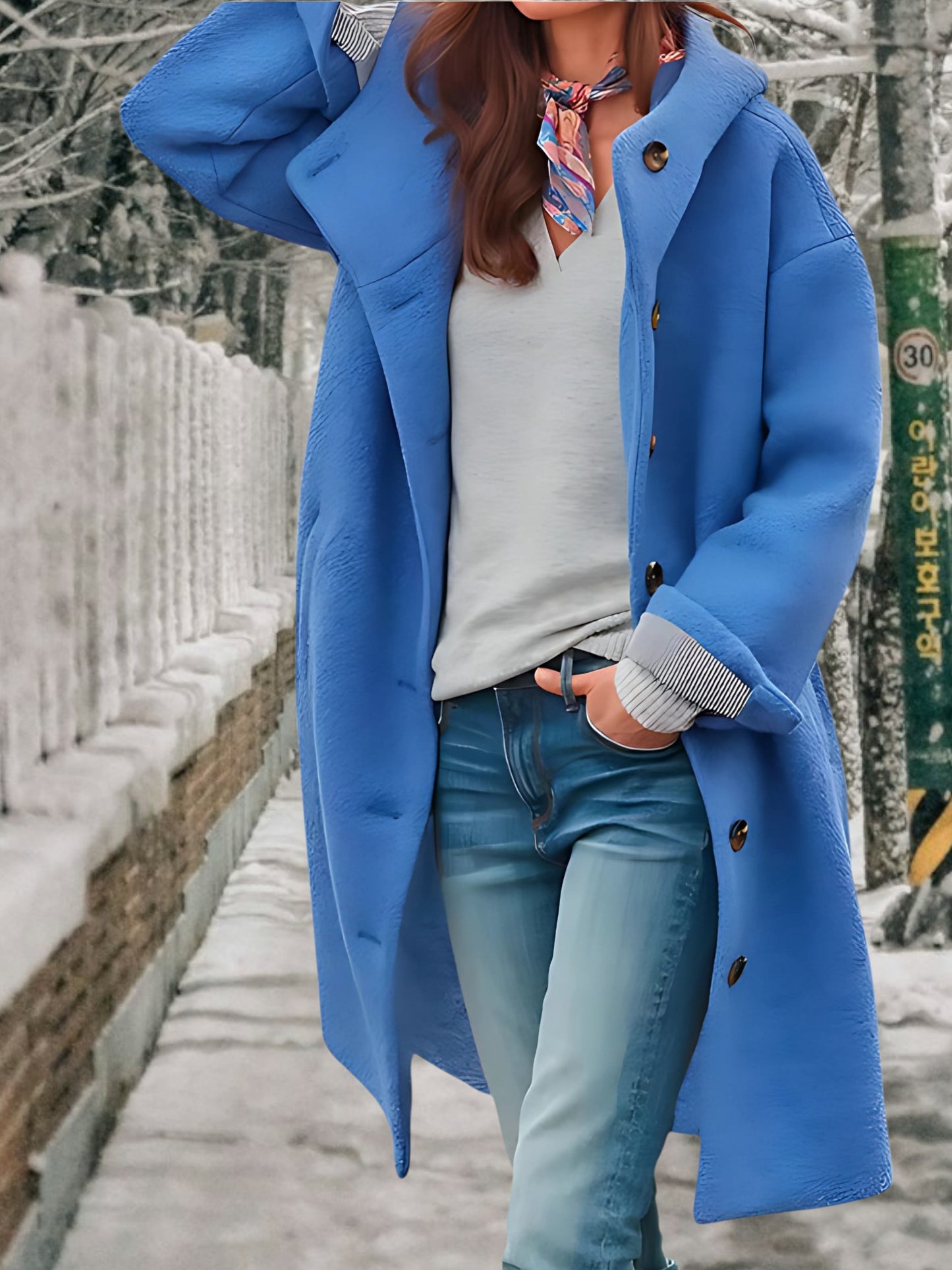 Thick winter coat | Button Up | Blue