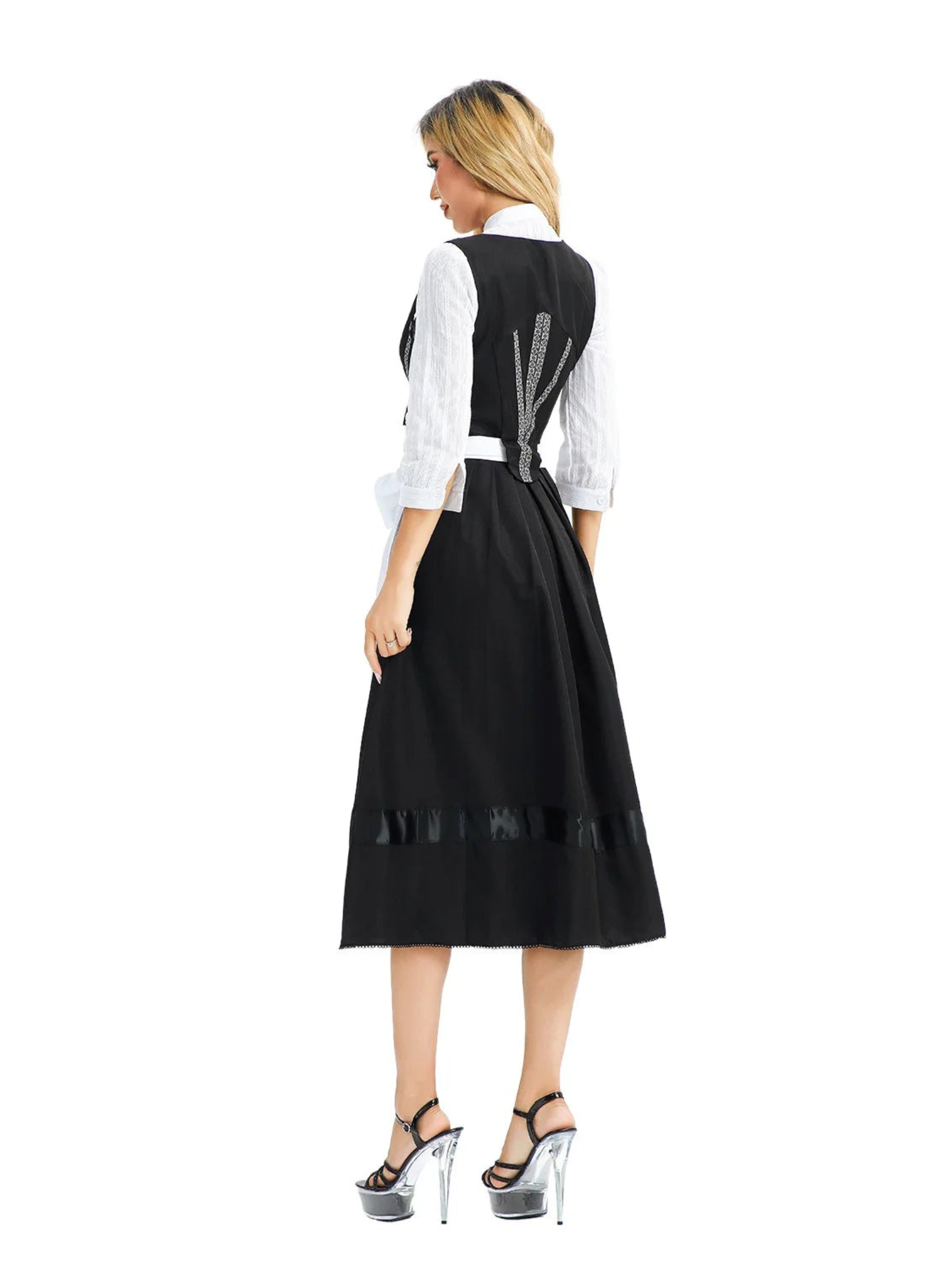 Traditional Black Bodice Dirndl Dress | Oktoberfest | Black1