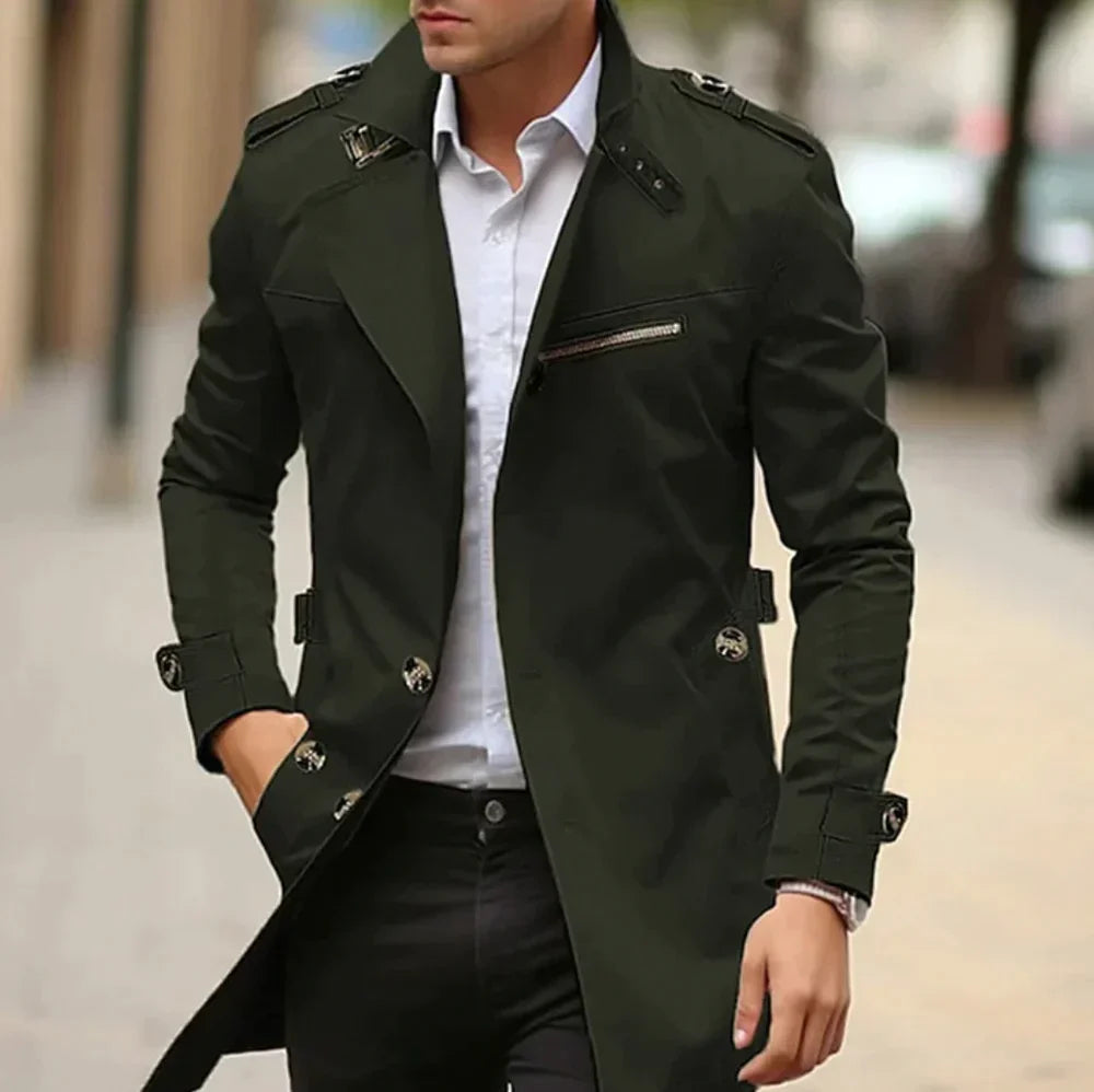 Trench Coat for Men | Weather-Resistant | Dark Green