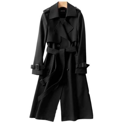 Trench Coat for Women | Double-Breasted Design | Black