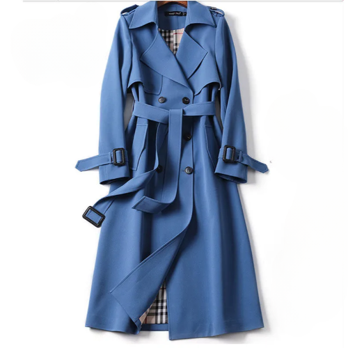 Trench Coat for Women | Double-Breasted Design | Blue