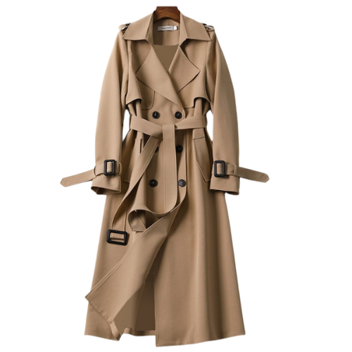 Trench Coat for Women | Double-Breasted Design | Khaki
