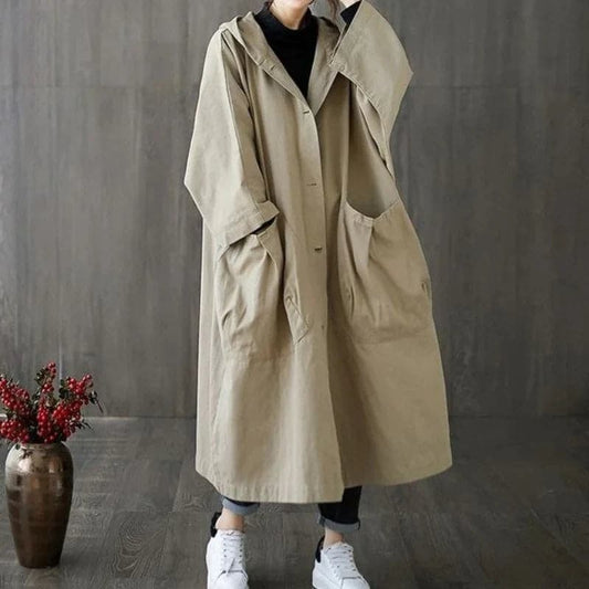 Trench Coat for Women Oversized Water-Resistant With Hood | Long Length 0