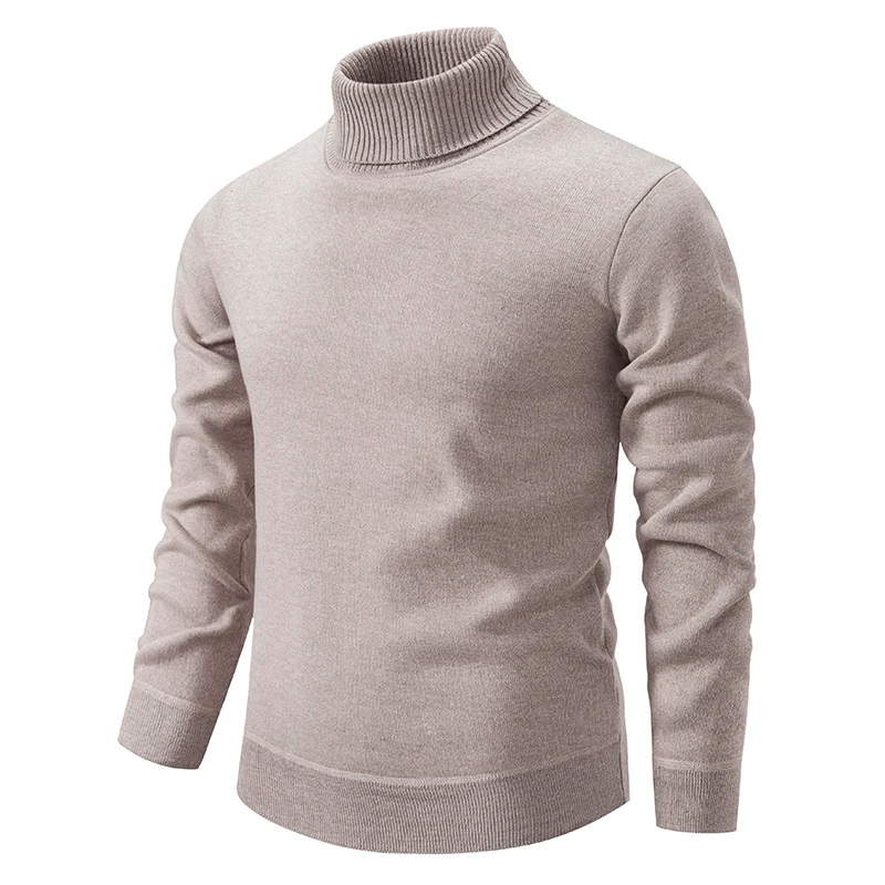 Turtleneck Sweater for Men | Cotton Blend, Classic Design | Beige