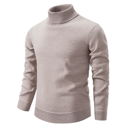 Turtleneck Sweater for Men | Cotton Blend, Classic Design | Beige
