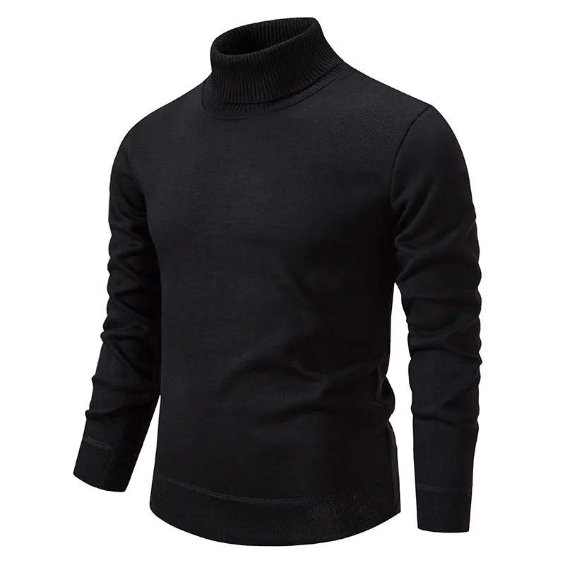 Turtleneck Sweater for Men | Cotton Blend, Classic Design | Black