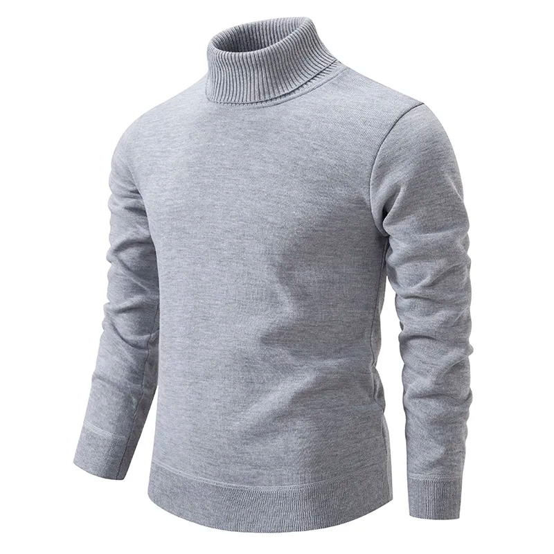 Turtleneck Sweater for Men | Cotton Blend, Classic Design | Gray
