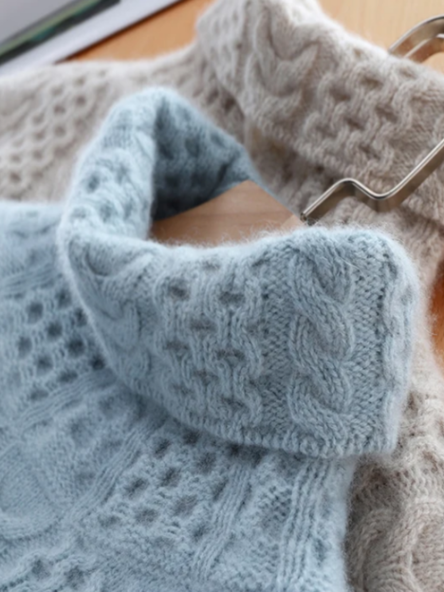 Turtleneck Sweater for Women | Cable Knit, Relaxed Fit | Beige1