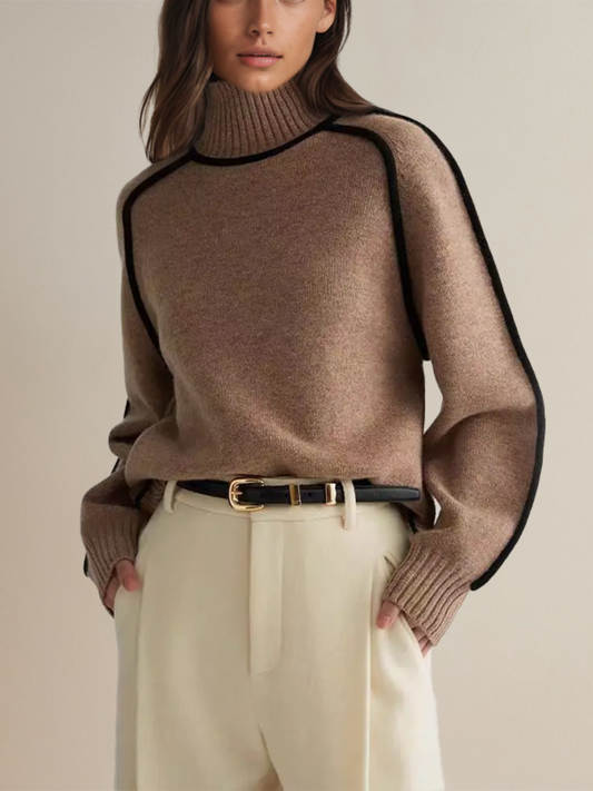 Turtleneck Sweater for Women | Relaxed Fit | Brown